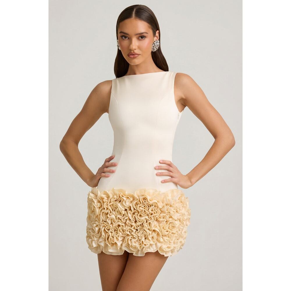 Oh Polly Satin Statement Bow Bandeau Top in Ivory 2